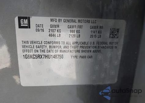 2017 Cadillac Ct6 Luxury из США, поврежденный, VIN 1G6KC5RX7HU148750